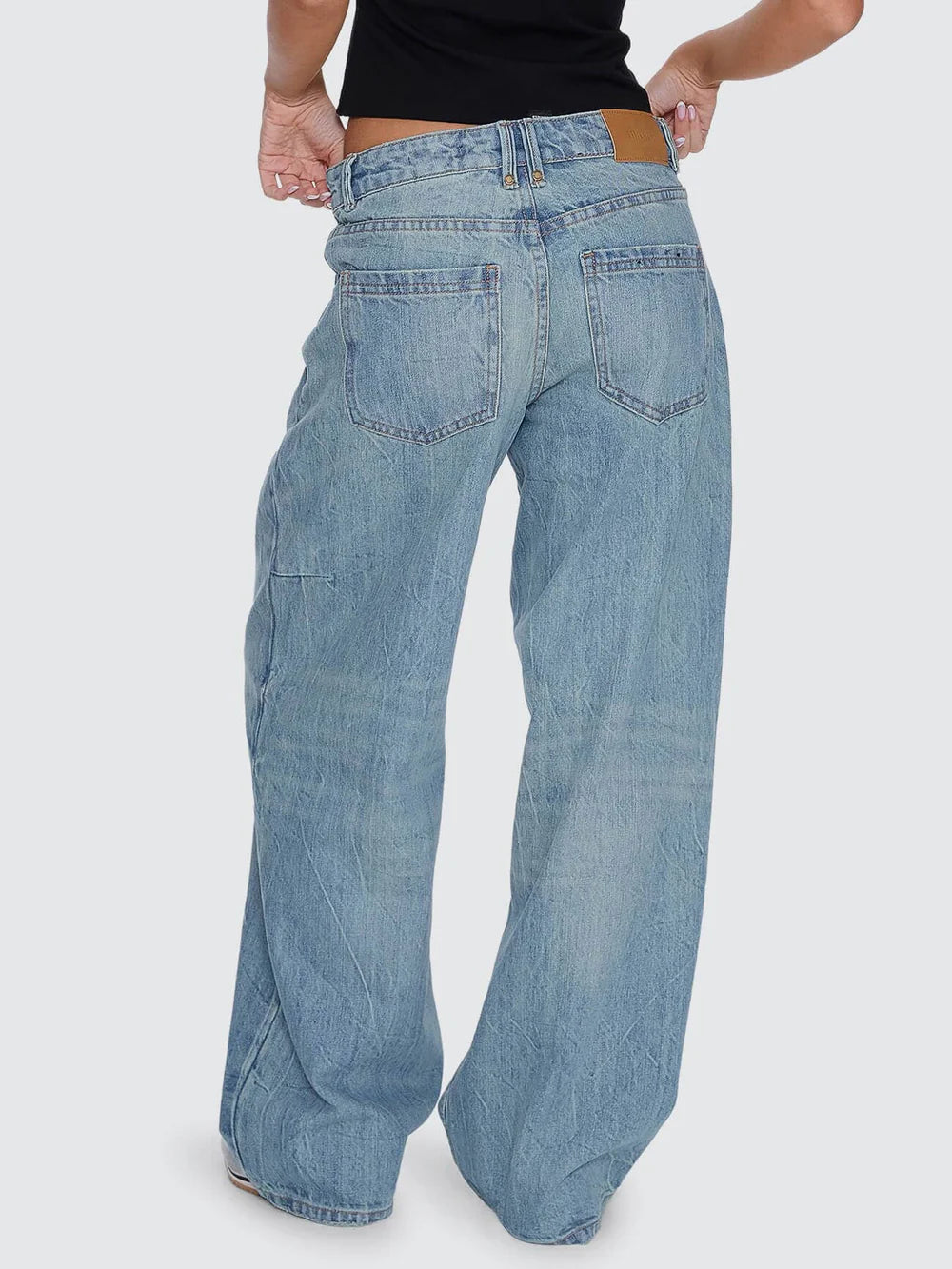 Thrills Billie Low Rise Baggy Jean Dirty Crinkle Blue
