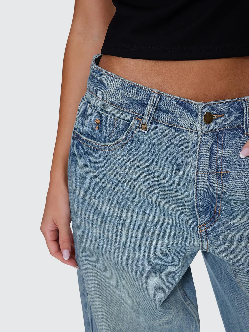 Thrills Billie Low Rise Baggy Jean Dirty Crinkle Blue