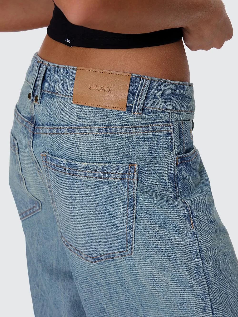 Thrills Billie Low Rise Baggy Jean Dirty Crinkle Blue