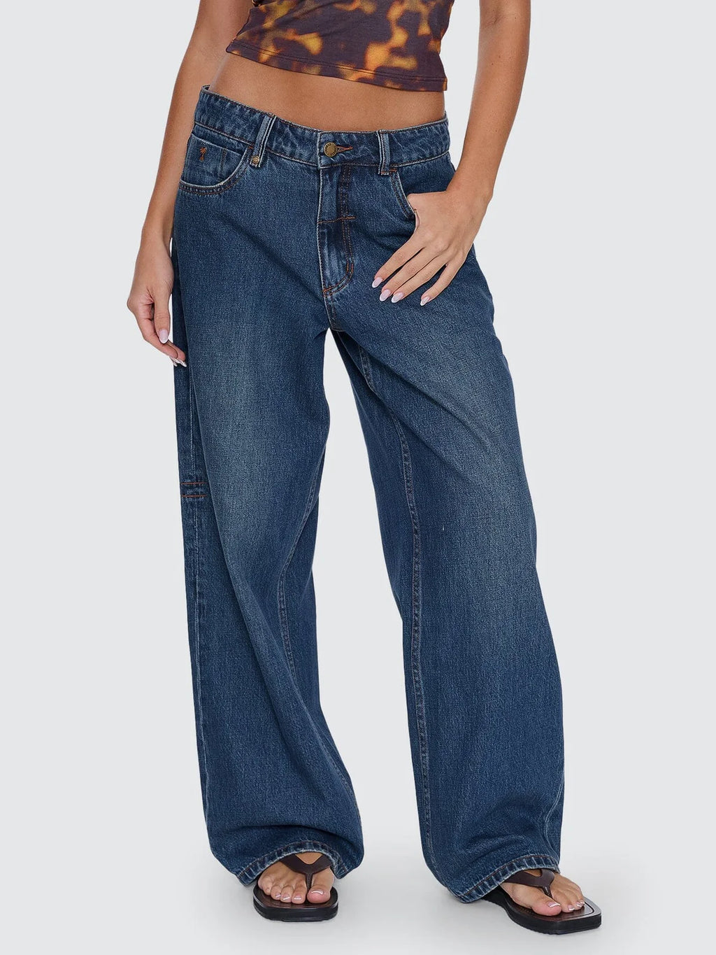 Thrills Billie Low Rise Baggy Jean - Teal Blue