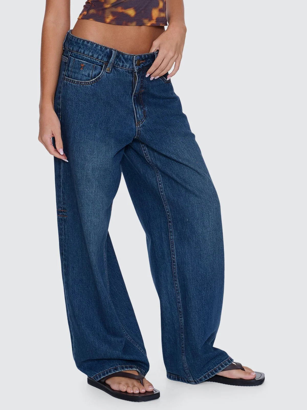 Thrills Billie Low Rise Baggy Jean - Teal Blue