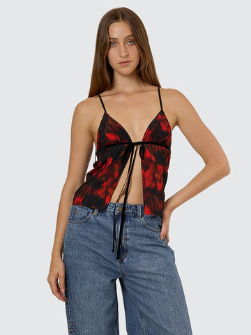 Thrills Lucky For You Floral Top - Redwood