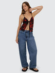 Thrills Lucky For You Floral Top - Redwood