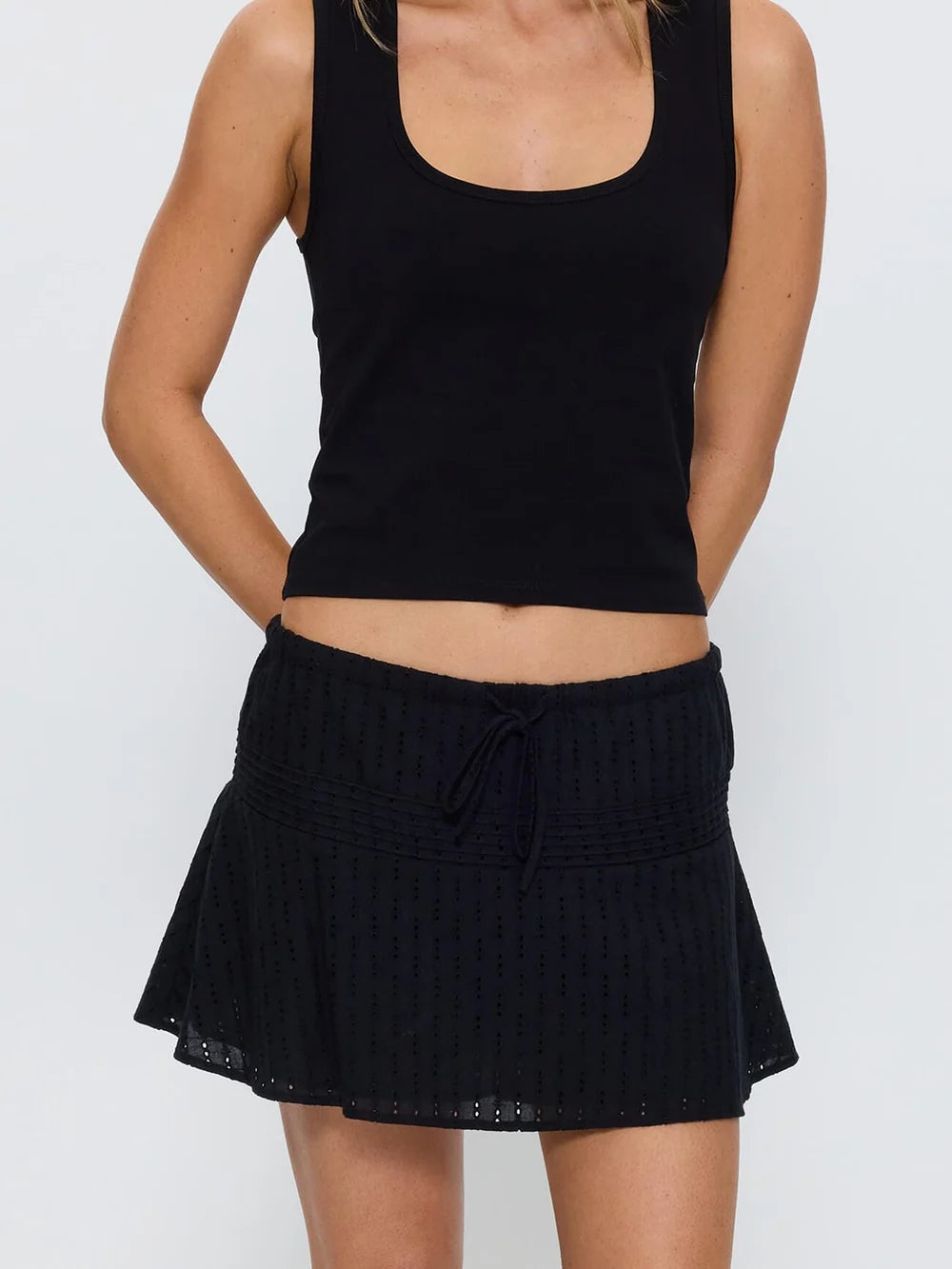 Thrills Juno Broderie Anglaise Mini Skirt - Black