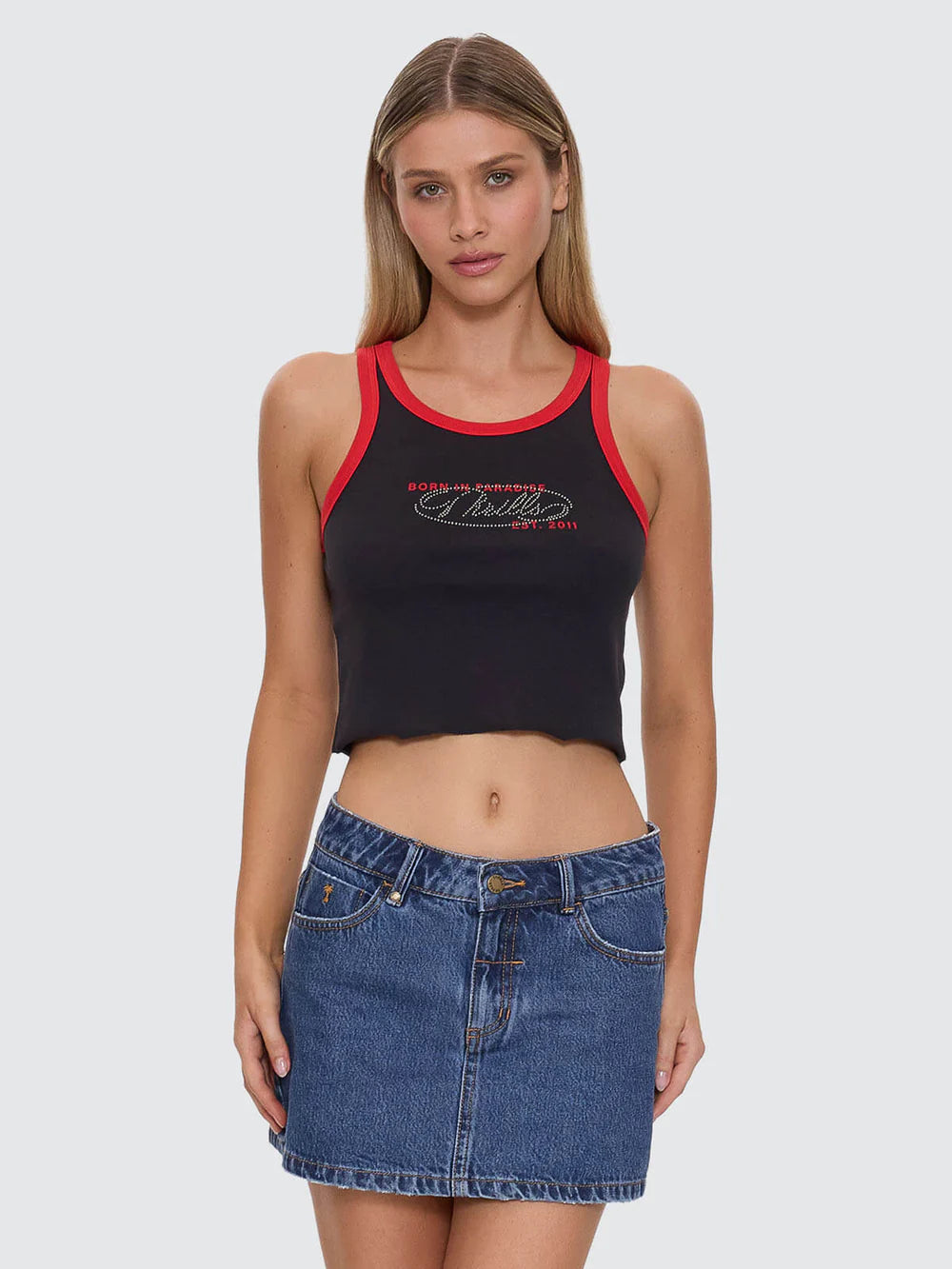 Thrills Chaos Reigns Studded Tank Washed Black