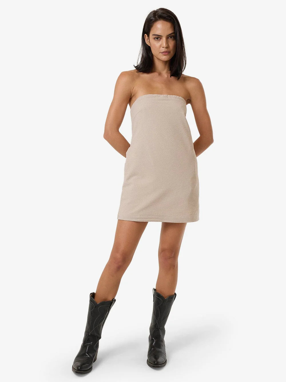 Thrills Miramar Colby Strapless Dress Stone