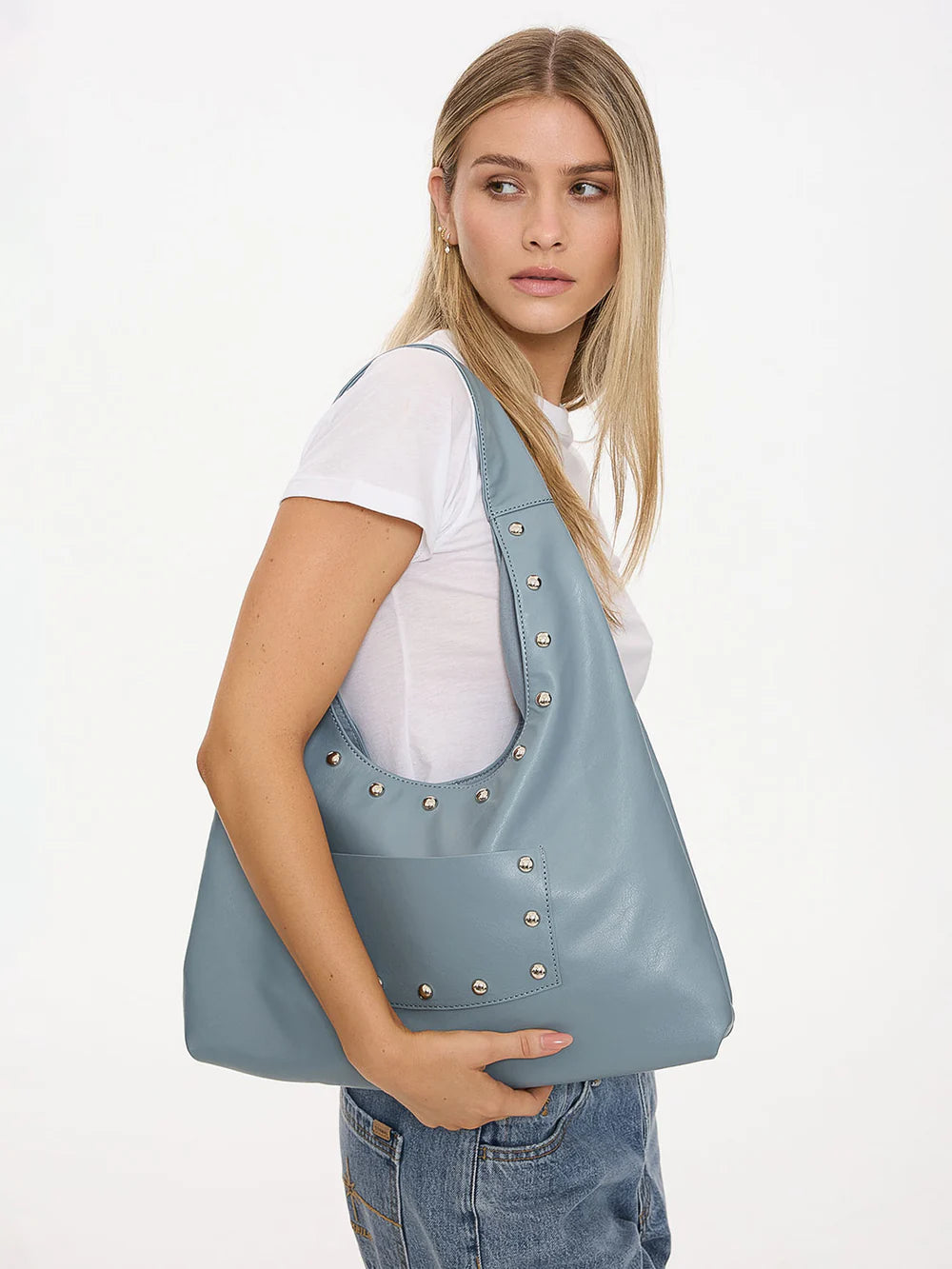 Thrills Wish Me Luck Studded Shoulder Bag - Dark Grey Blue
