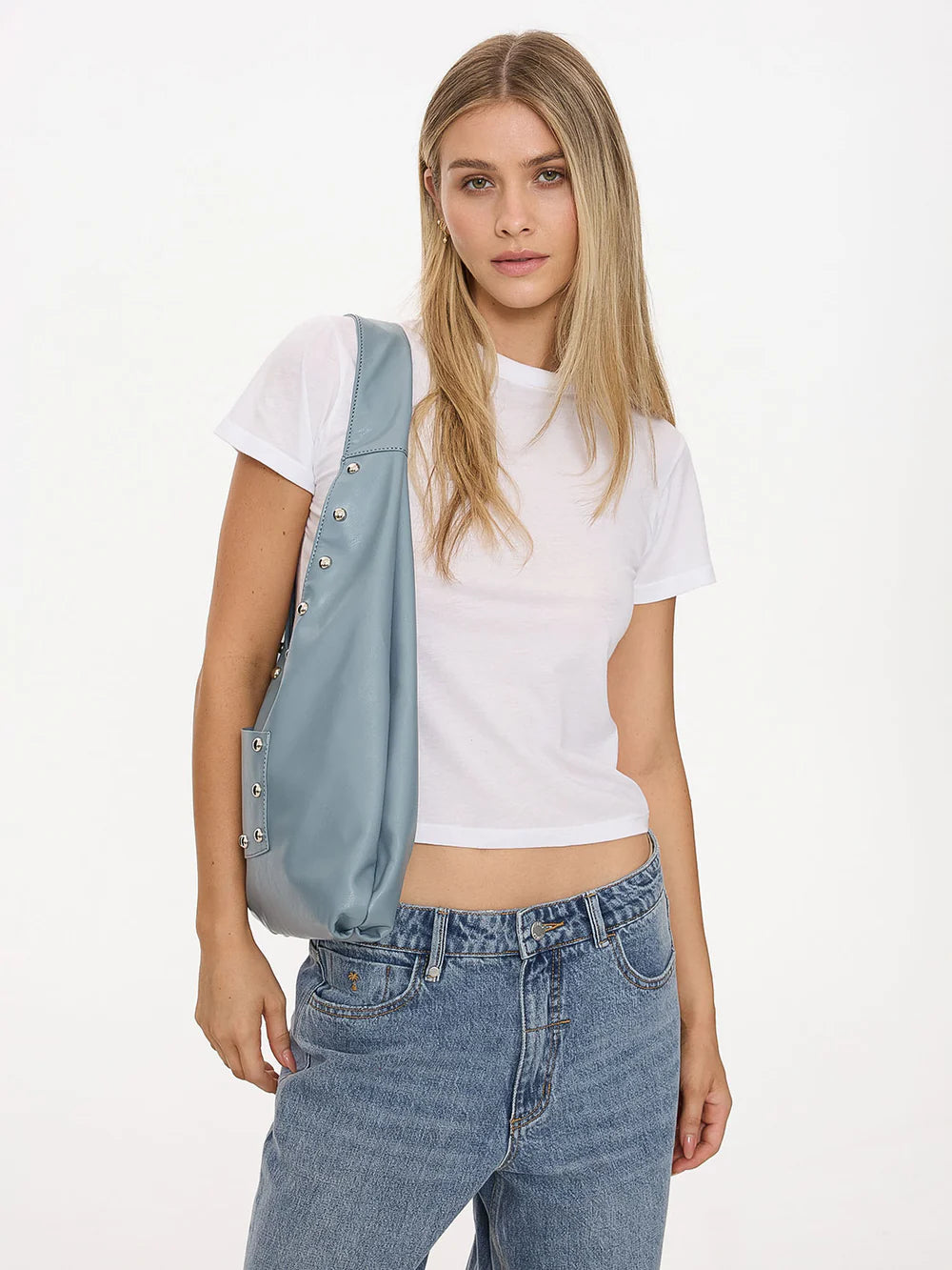 Thrills Wish Me Luck Studded Shoulder Bag - Dark Grey Blue
