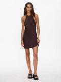 Thrills Celeste Bias Halter Mini Dress Postal Brown