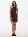 Thrills Celeste Bias Halter Mini Dress Postal Brown