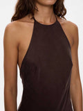 Thrills Celeste Bias Halter Mini Dress Postal Brown