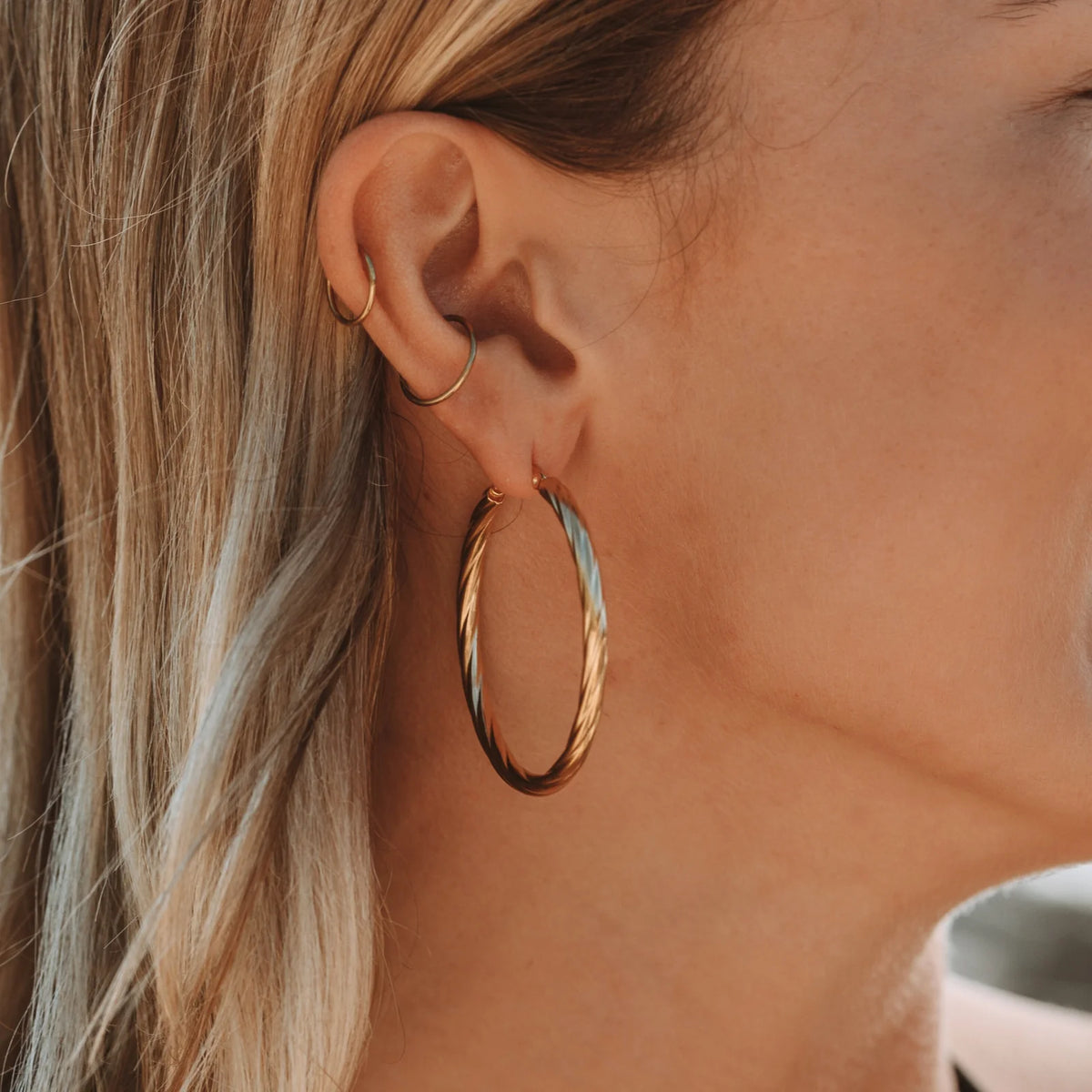 Atolea Bold Twisted Hoops Earrings