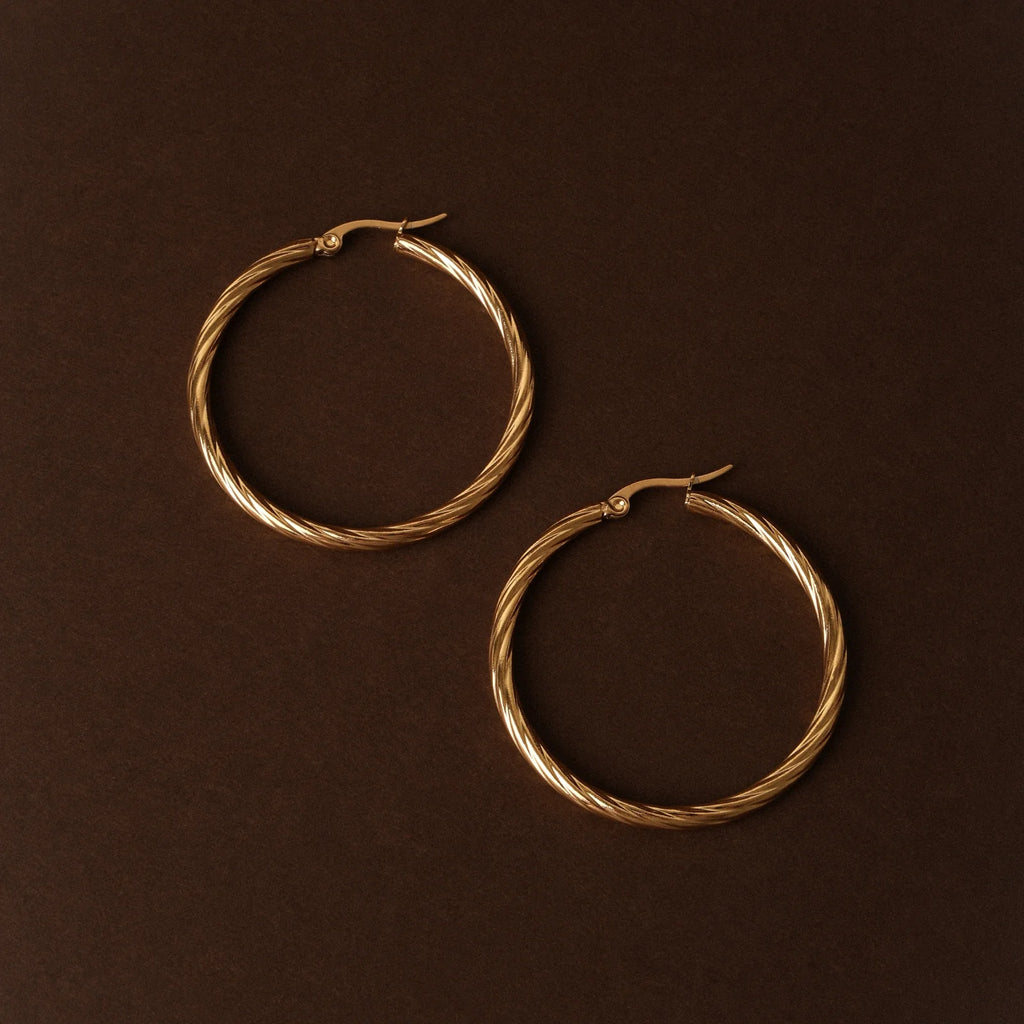 Atolea Bold Twisted Hoops Earrings