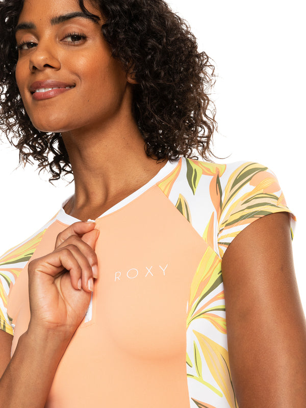 Roxy Caps Sleeve Short Sleeve Zip-Up Rashguard