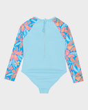 Roxy Hibiscus Hugs Long Sleeve Onesie Rash Vest Girls 2-7