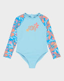 Roxy Hibiscus Hugs Long Sleeve Onesie Rash Vest Girls 2-7
