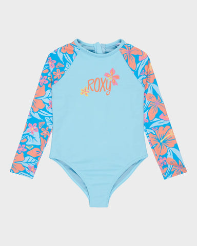 Roxy Hibiscus Hugs Long Sleeve Onesie Rash Vest Girls 2-7
