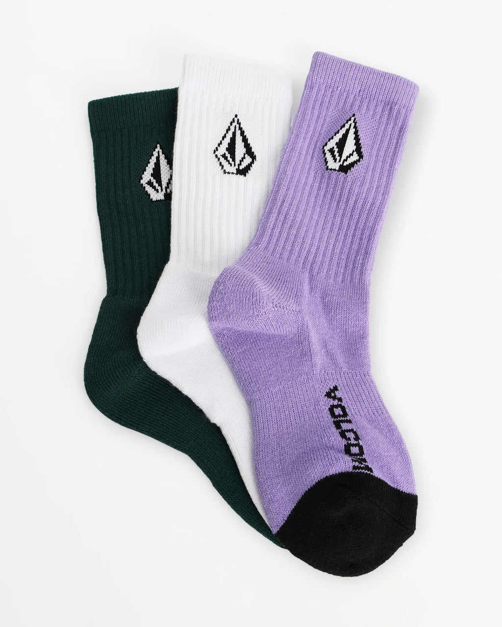 Volcom Full Stone 3 Pack Crew Socks Boys 8-16