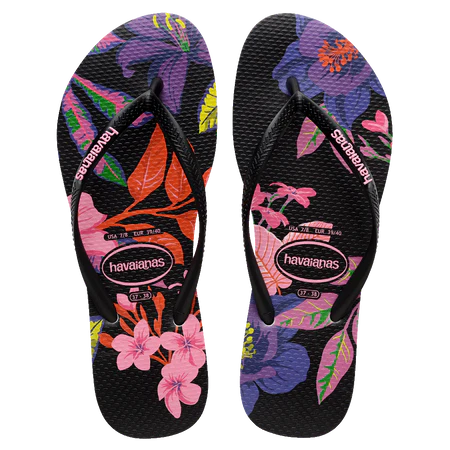 Havaianas Slim Floral Neon Black