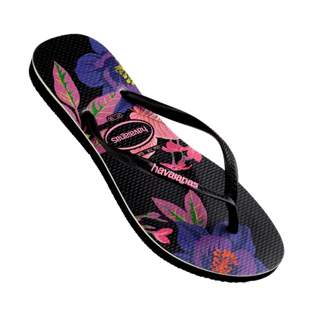 Havaianas Slim Floral Neon Black