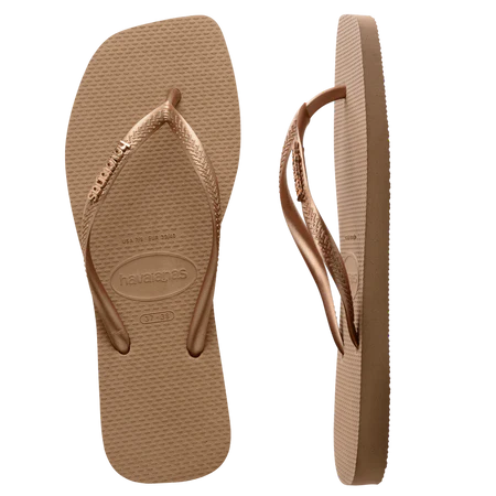 Havaianas Slim Square Logo Metallic Rose Gold
