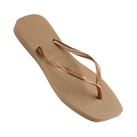 Havaianas Slim Square Logo Metallic Rose Gold