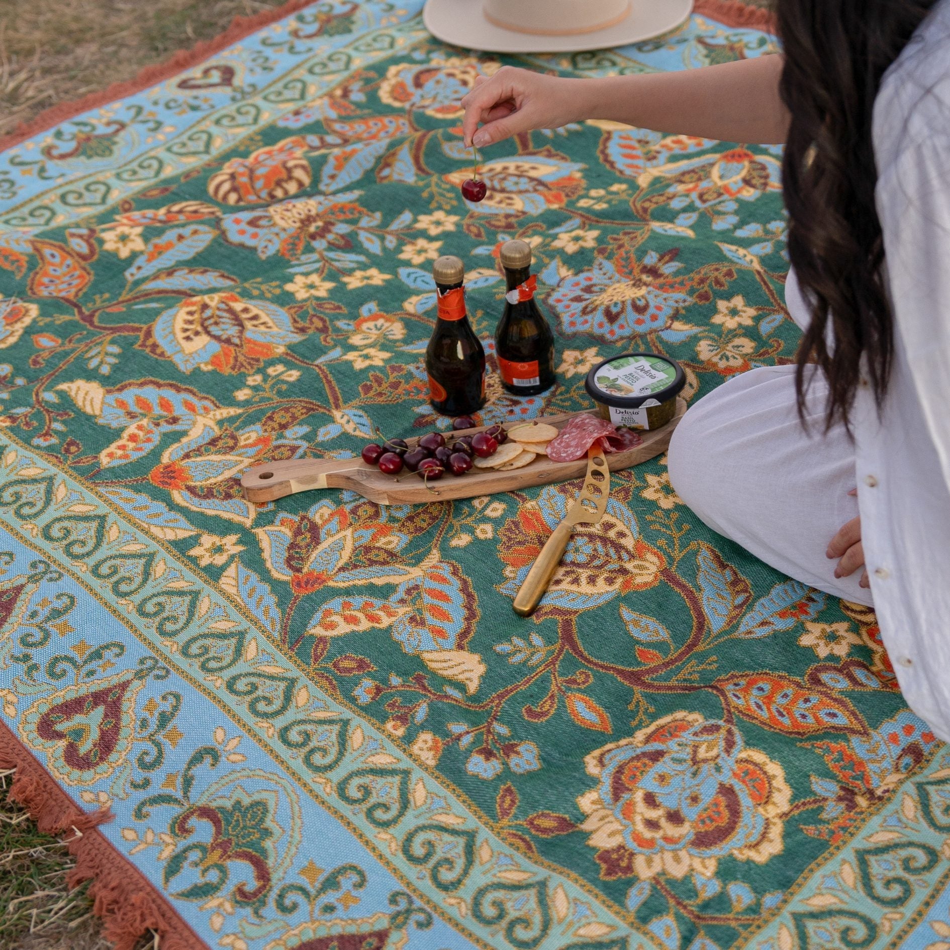 Isla Label Jade Woven Picnic Rug XL