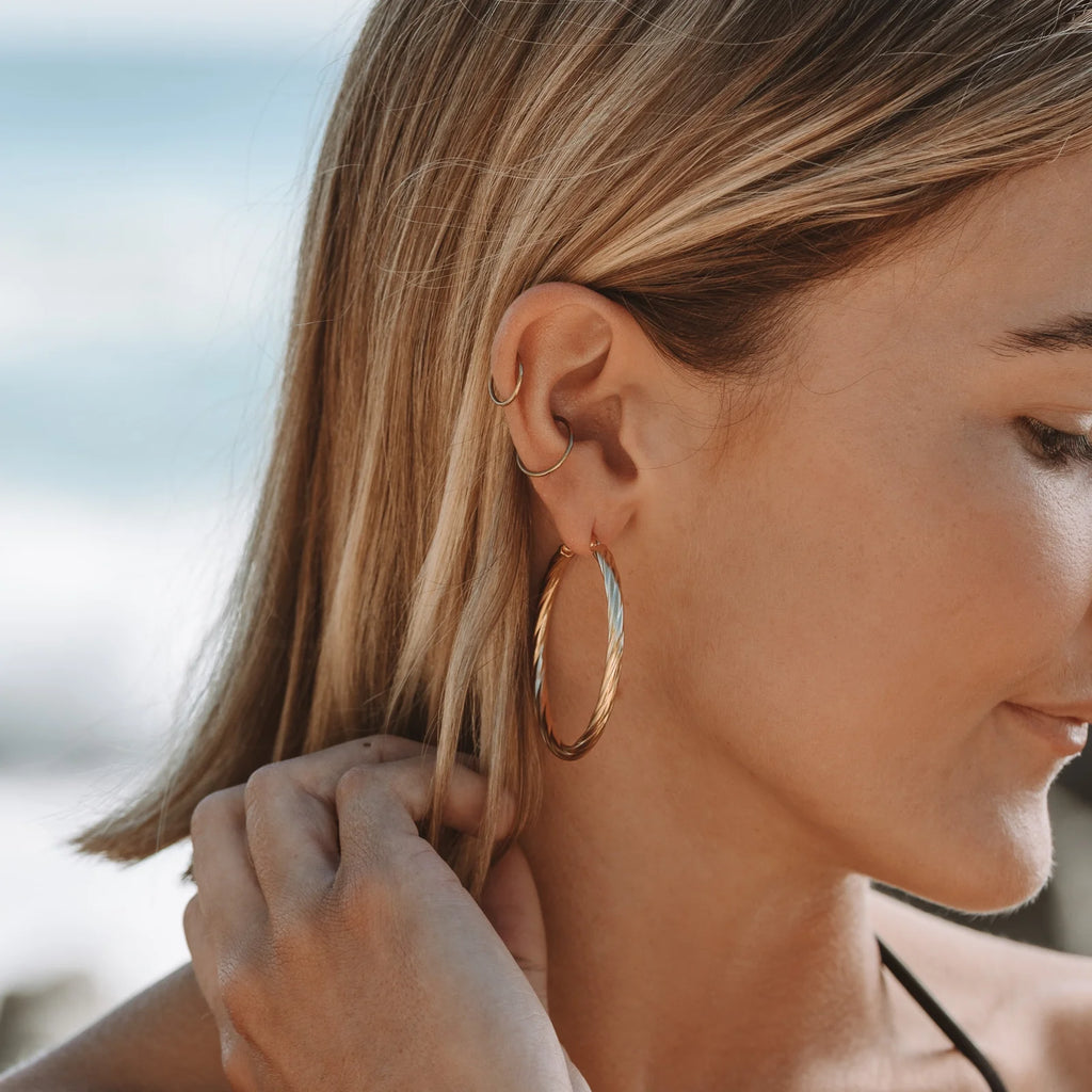 Atolea Bold Twisted Hoops Earrings