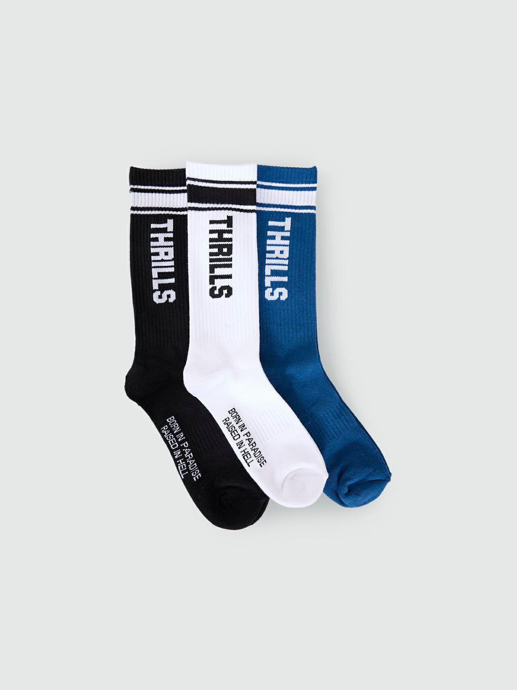 Thrills Hard Knocks 3 Pack Sock - Black - White - Federal Blue