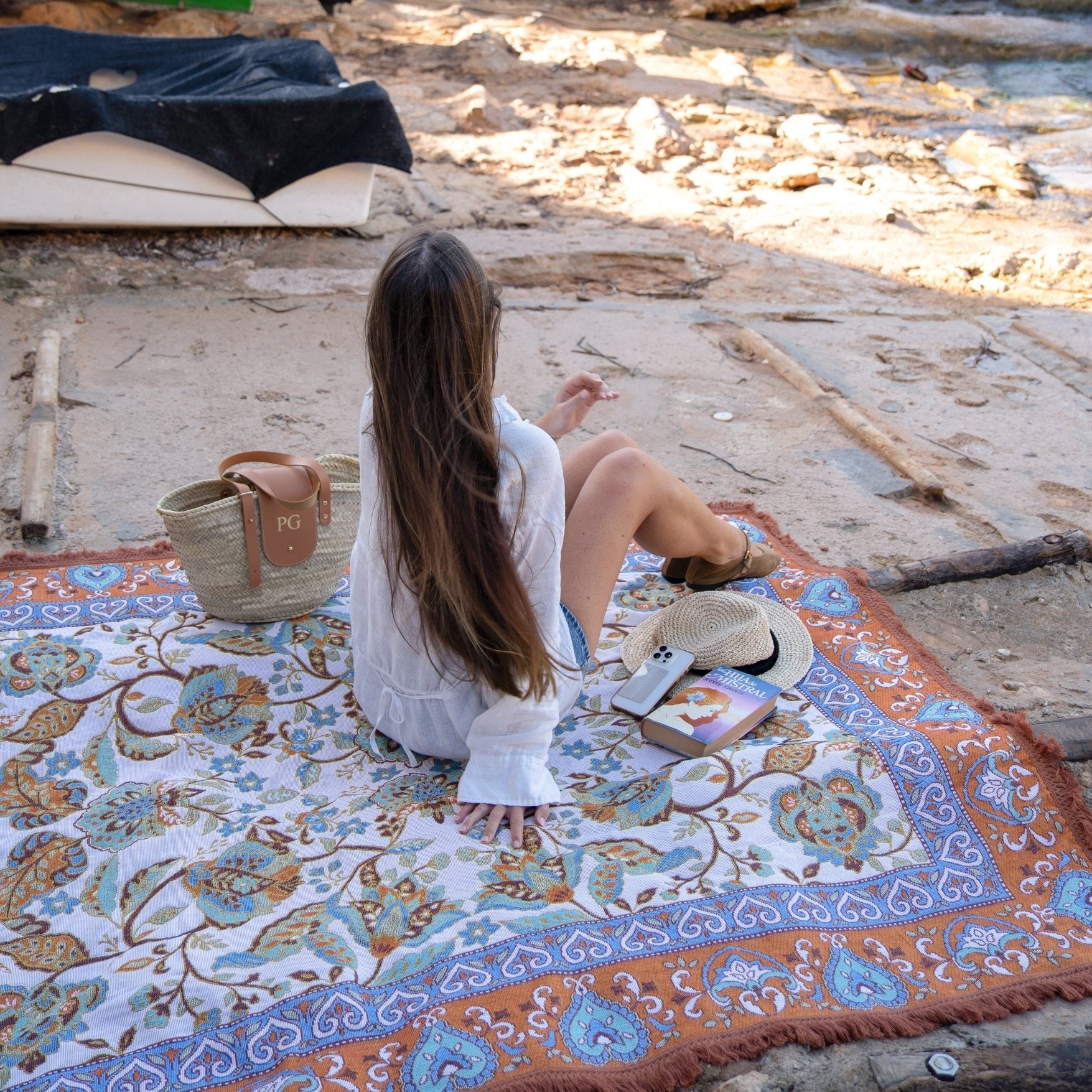 Isla Label Raffia Woven Picnic Rug XL