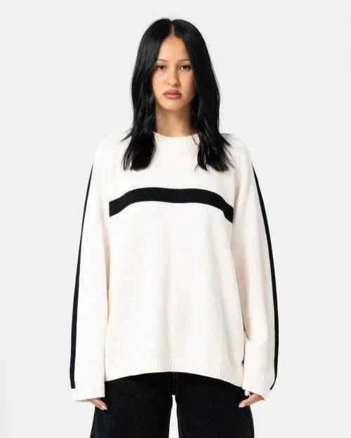 Rusty White Lines Crew Neck Knit