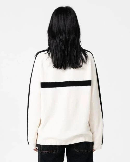 Rusty White Lines Crew Neck Knit