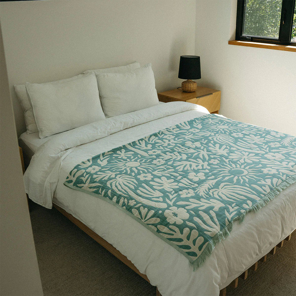 Slowtides Sunny Driftweave Beach Blanket - Dusty Blue