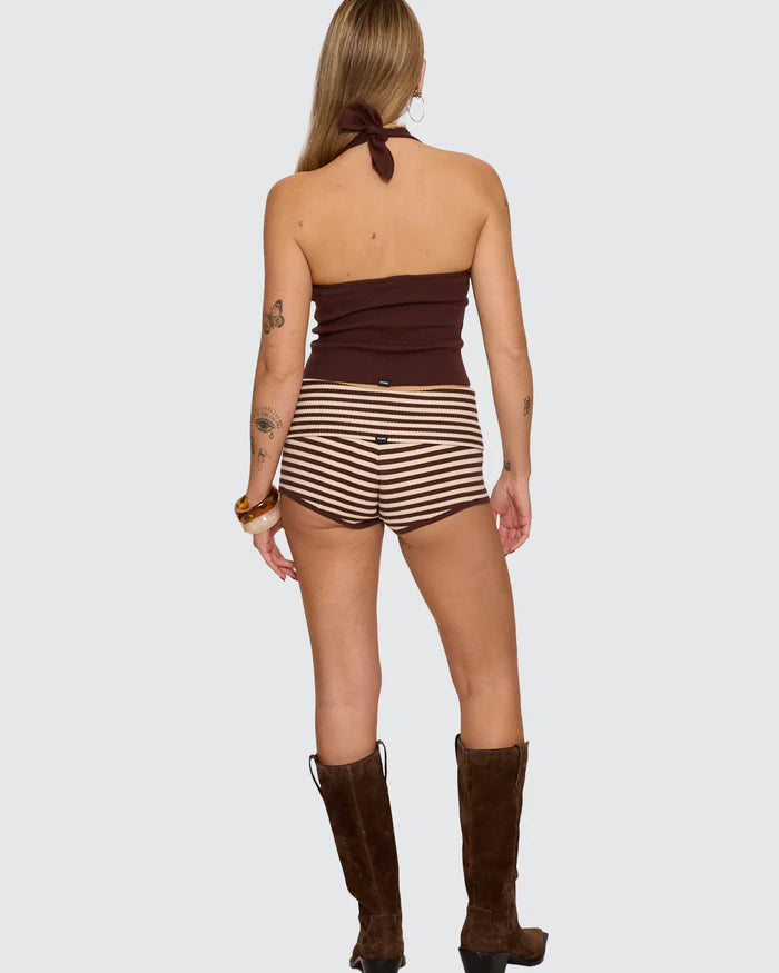 Thrills Dayna Knit Halter Top Bitter Chocolate