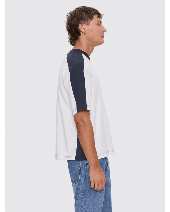 Thrills Total Service Box Fit Oversize Cropped Panel Tee - Snow White