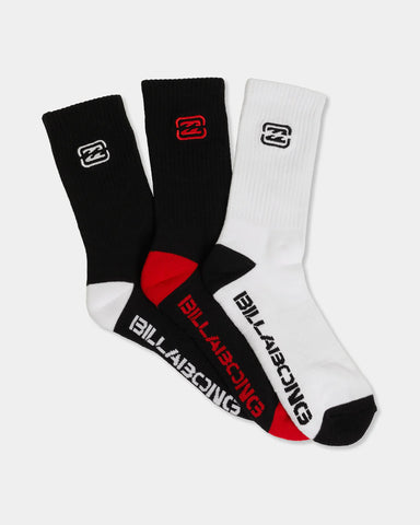 Billabong Bracket Wave 3 Pack Crew Socks Boys