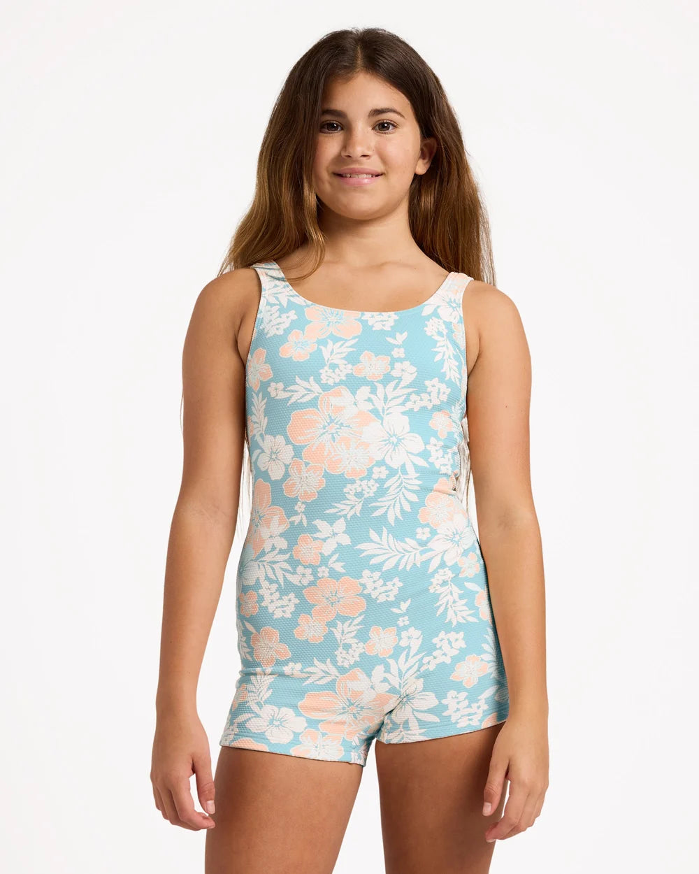 Billabong Hibiscus Haze Retro Surf Bodysuit One Piece Swimsuit Girls 6-16