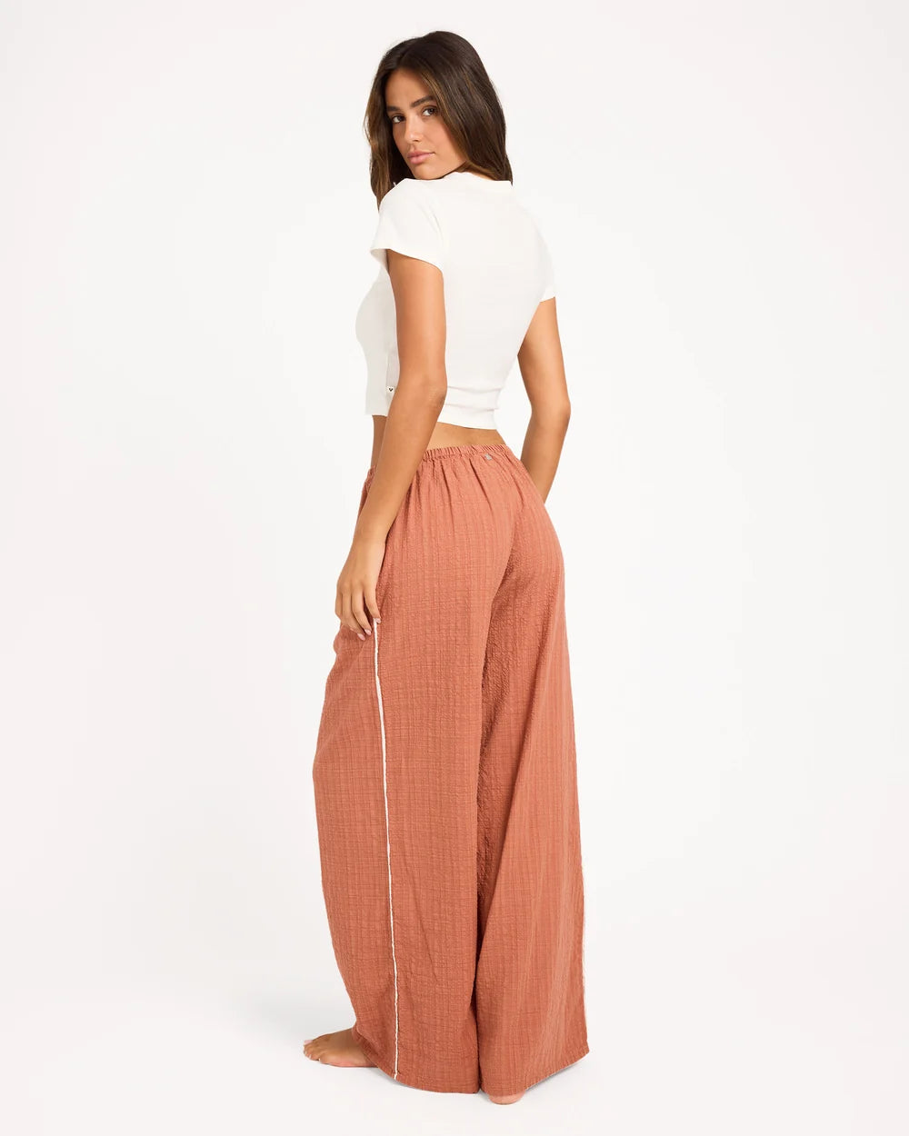 Roxy Costa Check Elastic Waist Pants