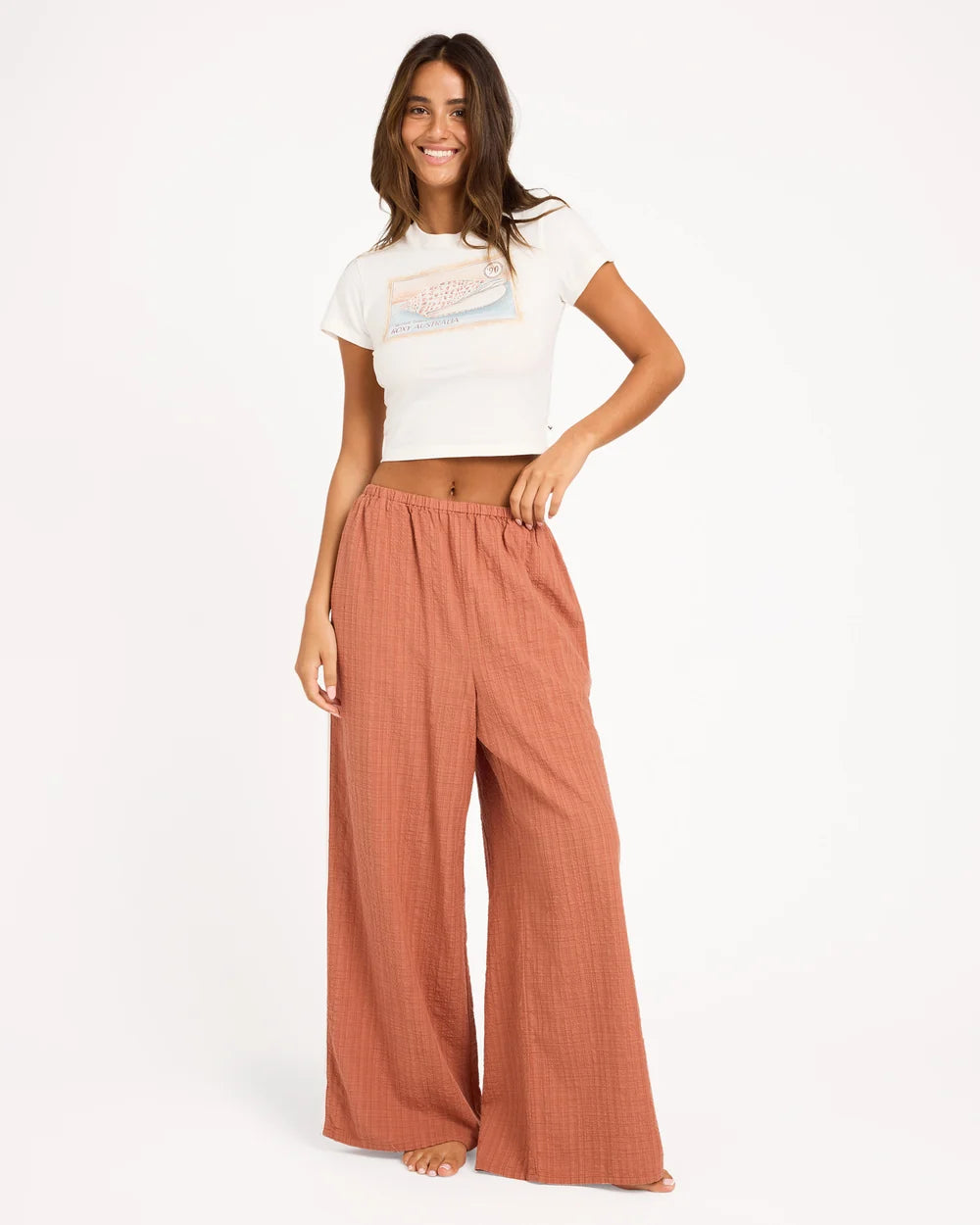 Roxy Costa Check Elastic Waist Pants