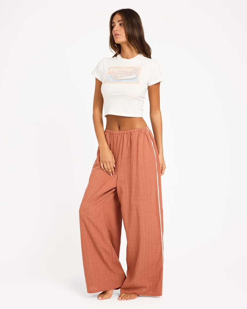 Roxy Costa Check Elastic Waist Pants
