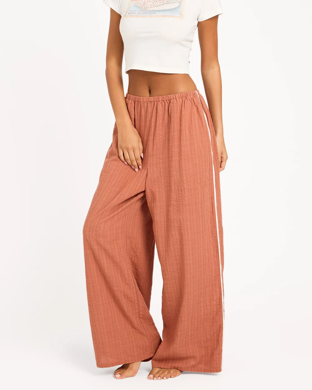 Roxy Costa Check Elastic Waist Pants