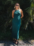 Thrills Jett Halter Bias Dress Deep Emerald