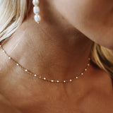 Atolea White Beaded Choker Necklace