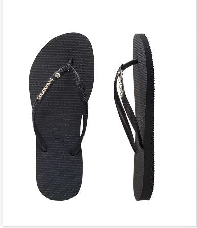 Havaianas Slim Metal Logo Crystal Black/Black
