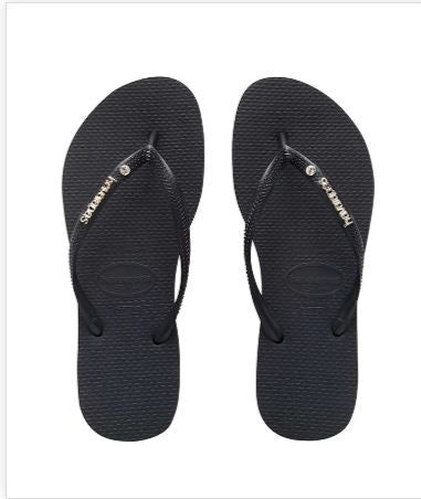 Havaianas Slim Metal Logo Crystal Black/Black