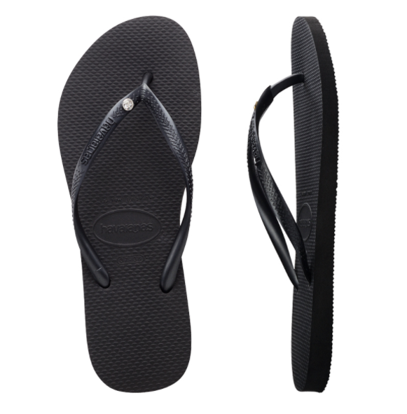 Havaianas Slim Crystal SW ll Black Thongs