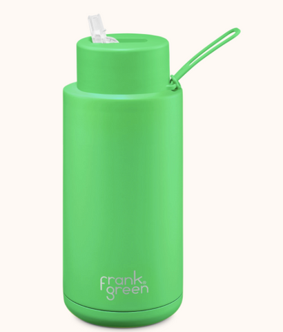 1L Ceramic Reusable Bottle - Neon Green