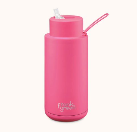 1L Ceramic Reusable Bottle - Neon Pink