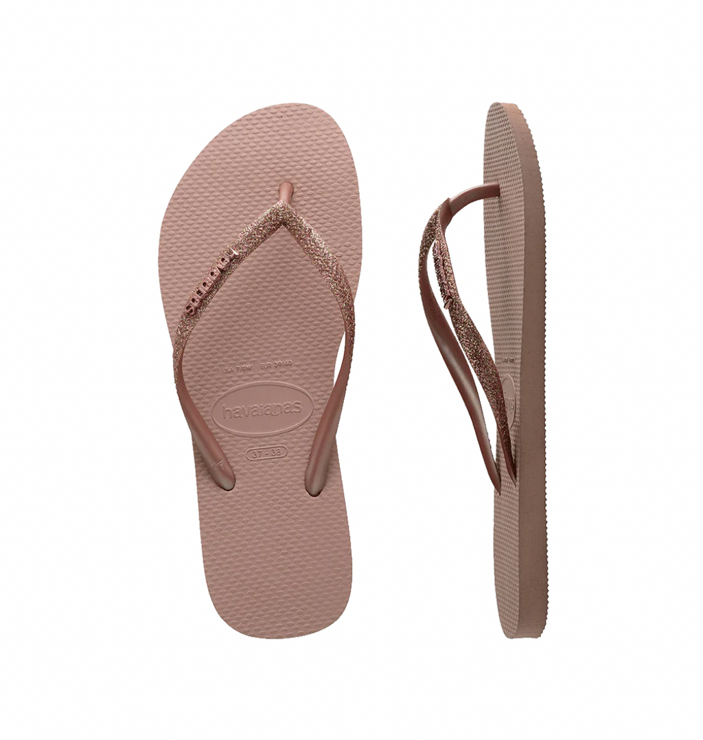 Havaianas Kids Slim Metal Logo Glitter II Ballet Rose/Golden Blush