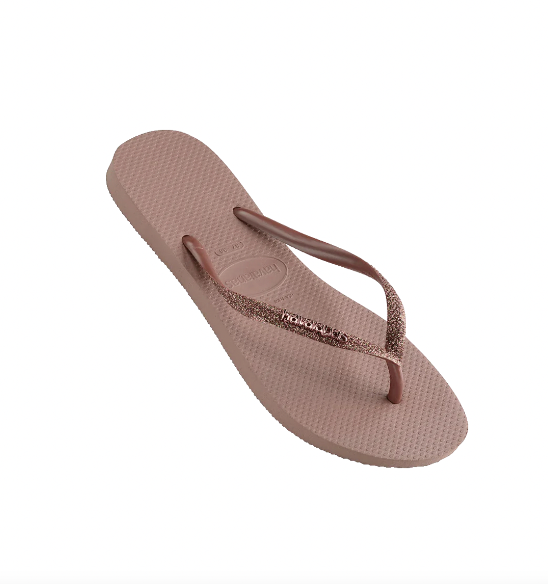 Havaianas Kids Slim Metal Logo Glitter II Ballet Rose/Golden Blush
